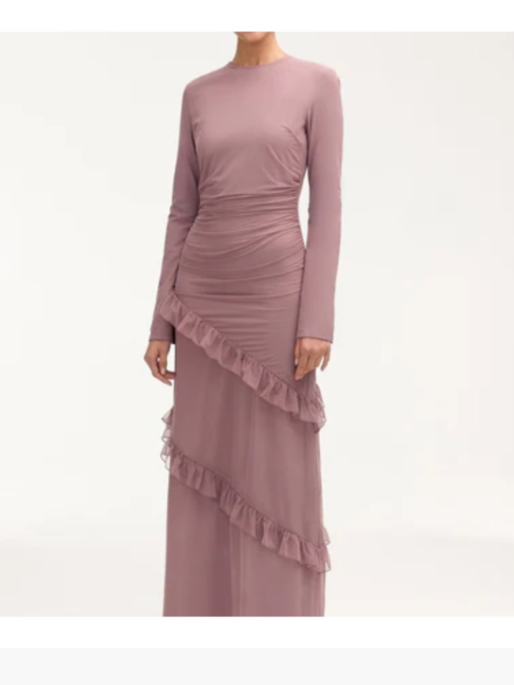 Sabrina Waterfall Maxi Dress - olive green
Long Sleeve Ruffled Maxi Dress